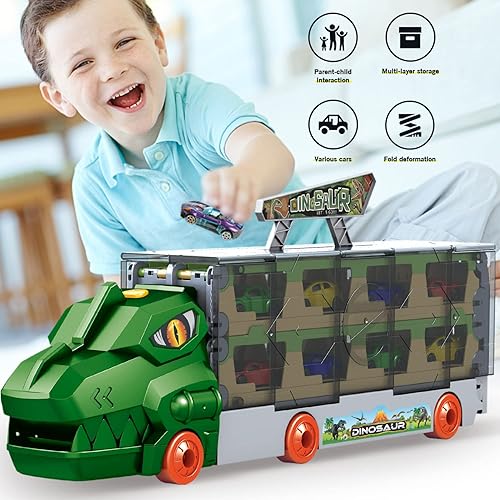 Miniatura 2 de BAKAM Car Carrier Truck Toy for Kids 3-5 Years Old, Mega Transport Truck with Ejection Race Track, Catapulting Car Toys Birthday Gifts for Boys