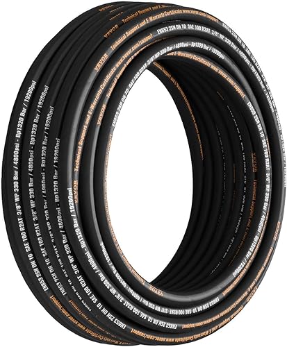Miniatura 11 de Manguera hidráulica flexible - 1/2" x 100 pies, 4000 PSI, goma con 2 trenza de alambre, -20C a 140C