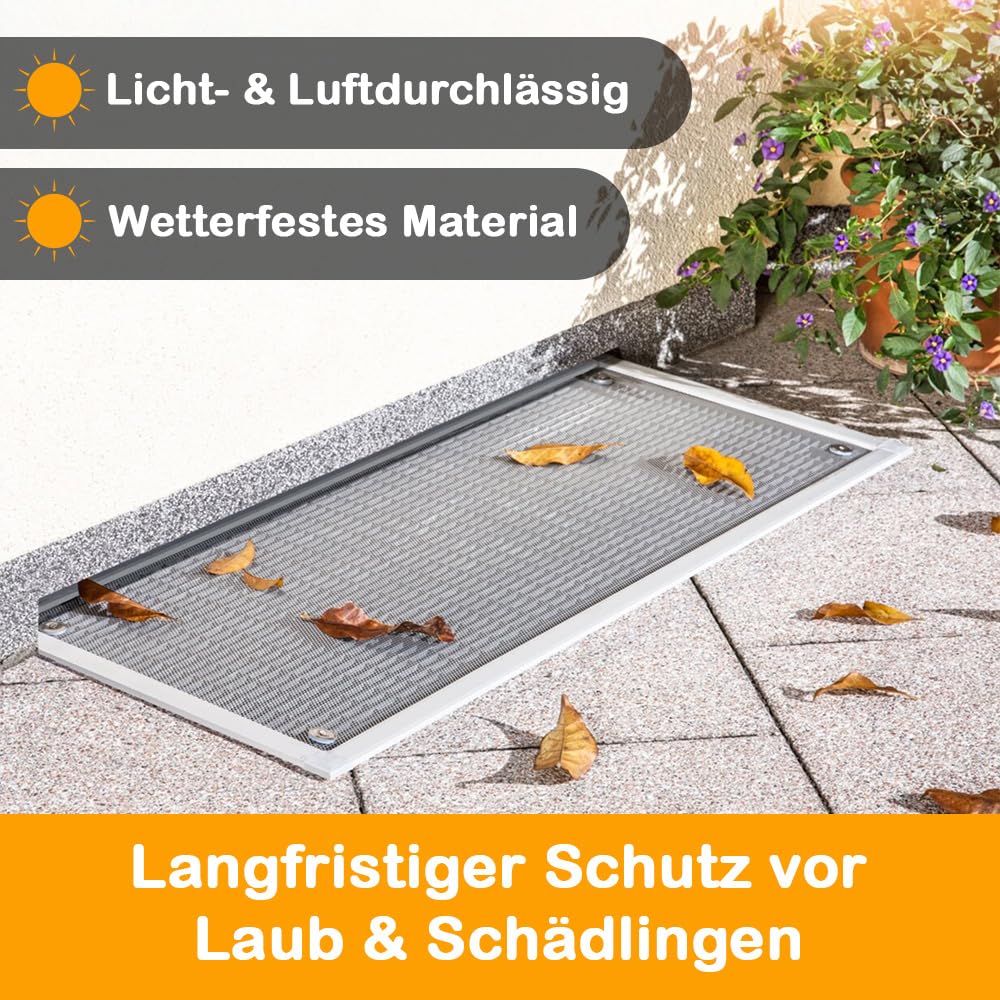 Lichtschachtabdeckung 44 x 106 cm, Alu Rahmen, Gitterrostabdeckung Aluminium, Kellerschachtabdeckung