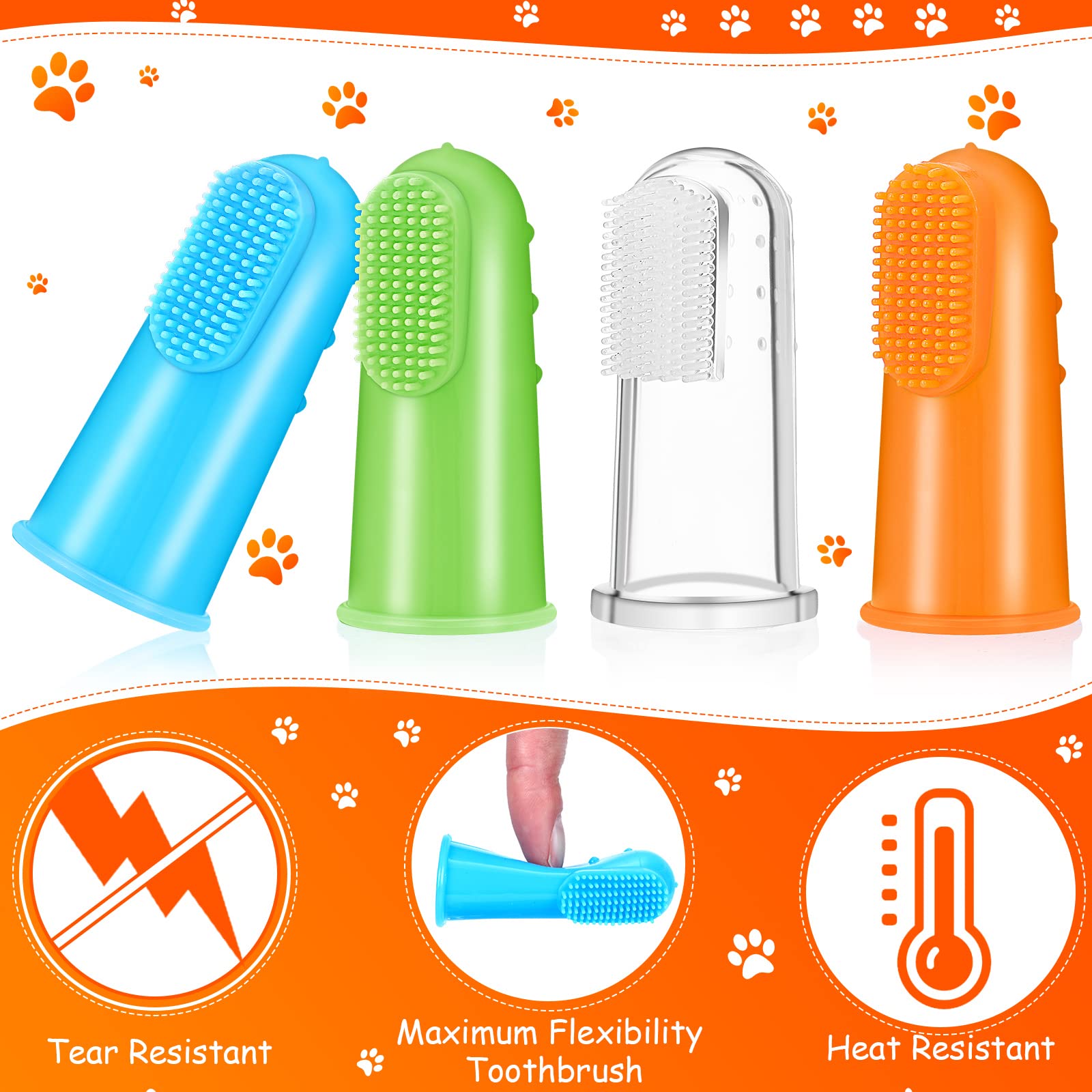 Paquete de 80 cepillos de dientes para perro, cepillo de dientes para dedos para mascotas, fácil limpieza de dientes, cepillo de dientes de perro, cuidado bucal, cepillo dental para mascotas, fundas