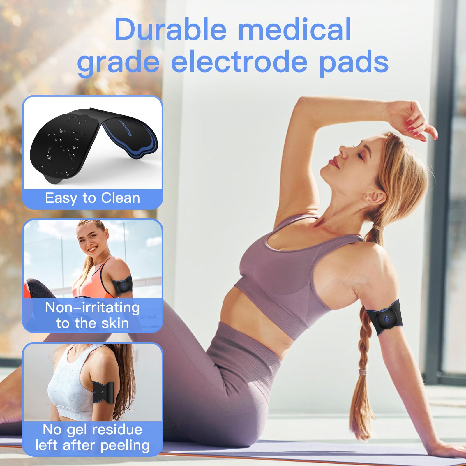 MASTOGO 8 Pcs Wireless TENS Unit Electrode Pads, with 3.5mm Snap Connector — Amazon image 7