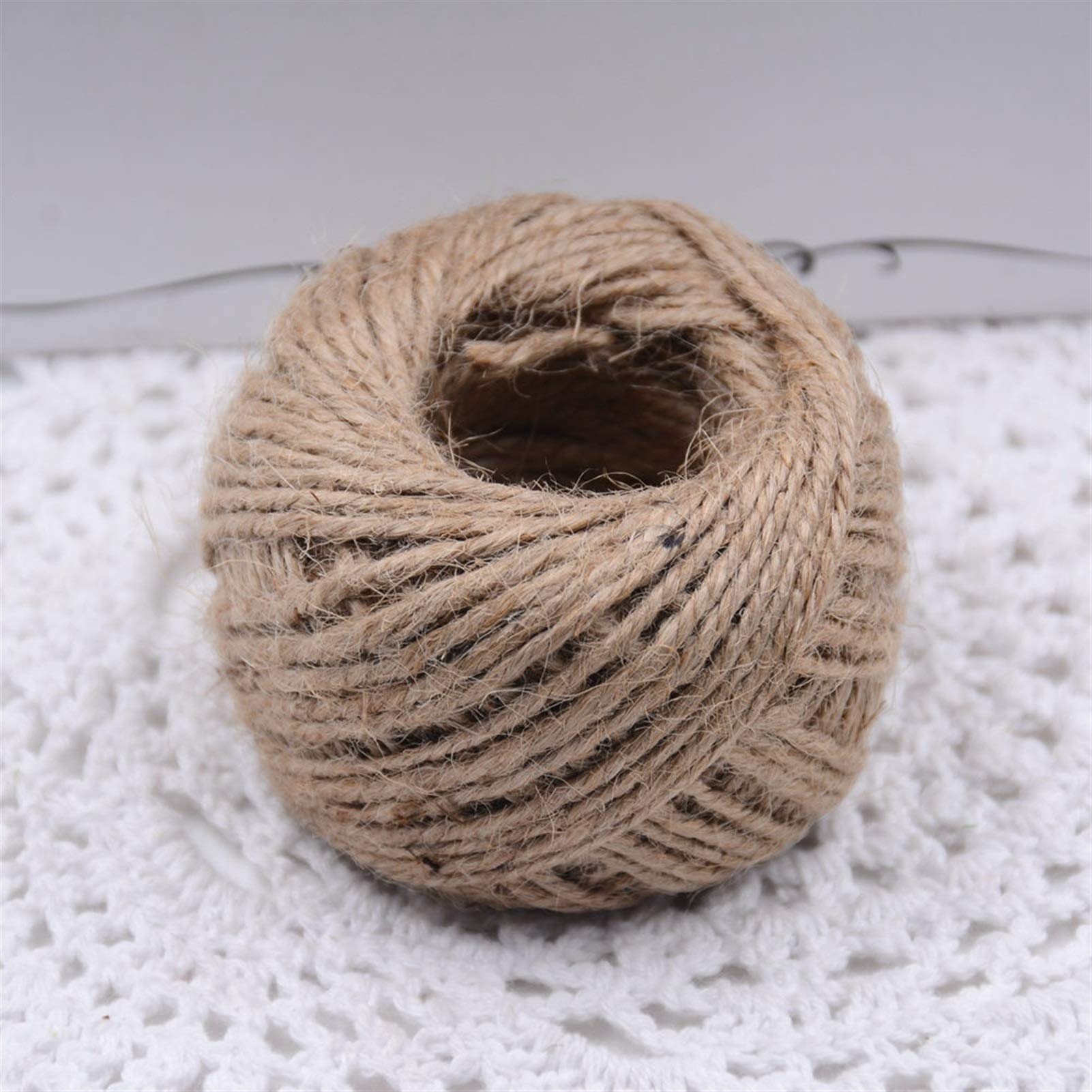 Zkenshan-Natural Jute Twine Natural Jute Twine 50 Meters 2mm Burlap String Hemp Rope for Wedding Home Decoration Cord Bag, Natural Jute Fiber (Color : Brown)