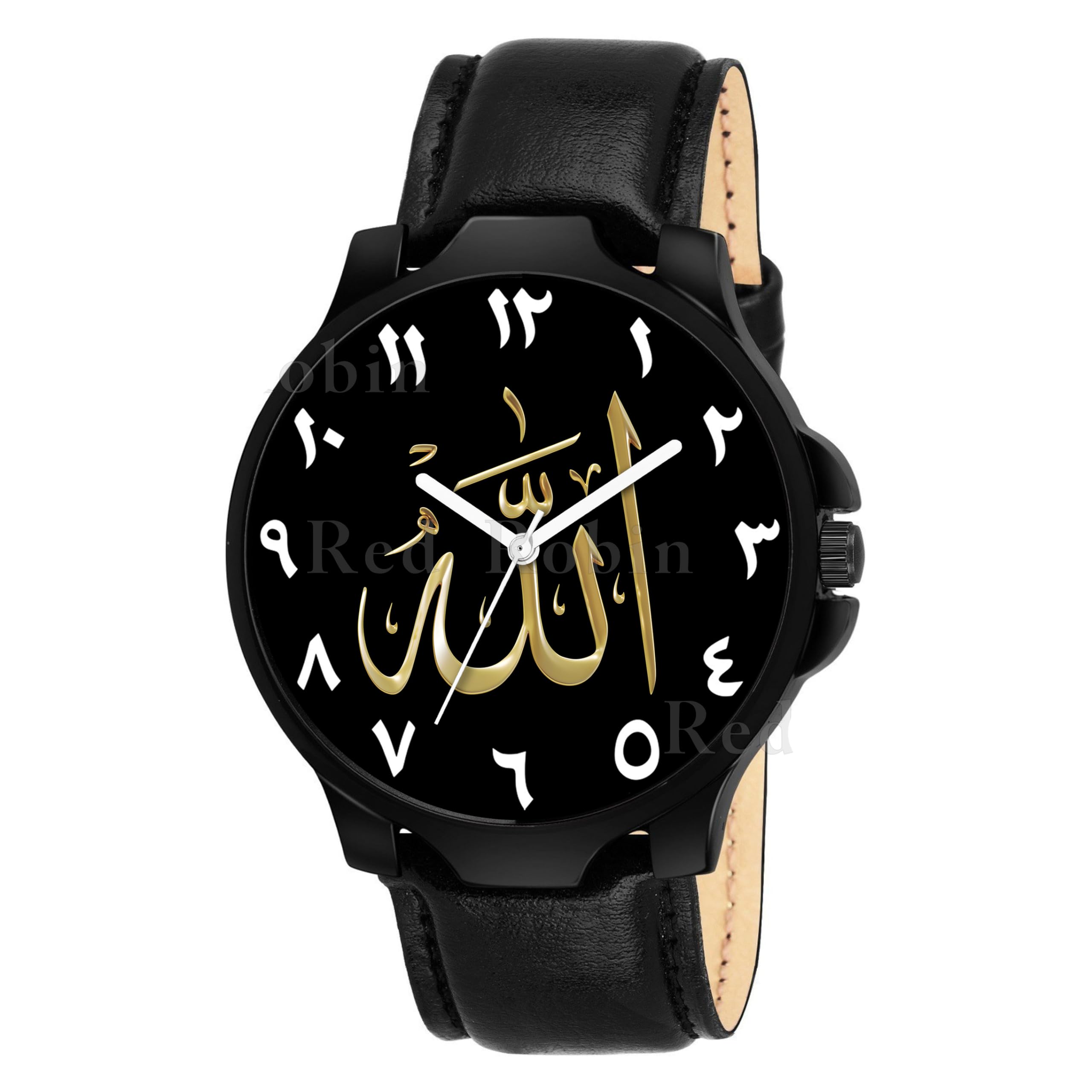 Gadgets World Analog Allah Design Black Dial Stylish Black Leather Strap Wrist Watch for Muslim Men and Boys, Pack of 1 - ALLAH-3K-BLK-L (B0CV7DHGJ1) Amazon Price History, Amazon Price Tracker
