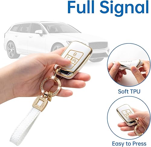 Miniatura 3 de Funda para llavero VW Volkswagen con cordón de cuero, funda para llavero de coche compatible con Tiguan Jetta GLI Atlas Cross Sport Arteon Taos SEL