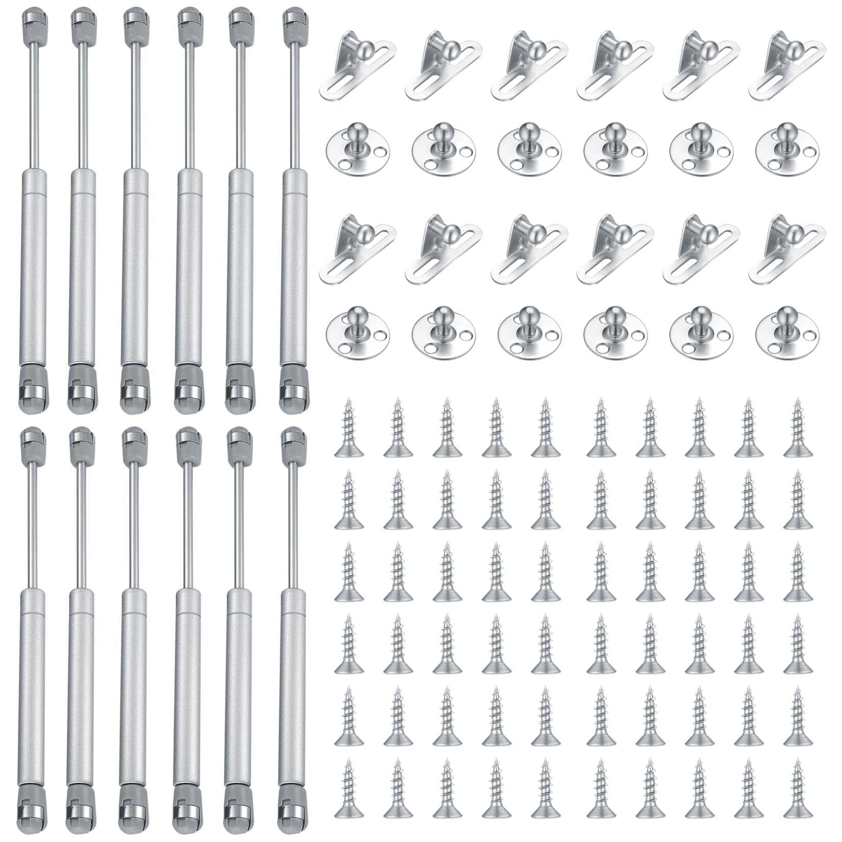 12 Pièces Vérins à Gaz Hydrauliques, 100N/10KG Vérins Meuble Hydraulique Ressort Amortisseurs Verin Hydraulique Levage de Porte Armoire Cuisine Placard Penderie à Chambre | Kit de vérins à gaz 100 N - Fermeture douce - Amortisseur d'armoire - Vérins à gaz