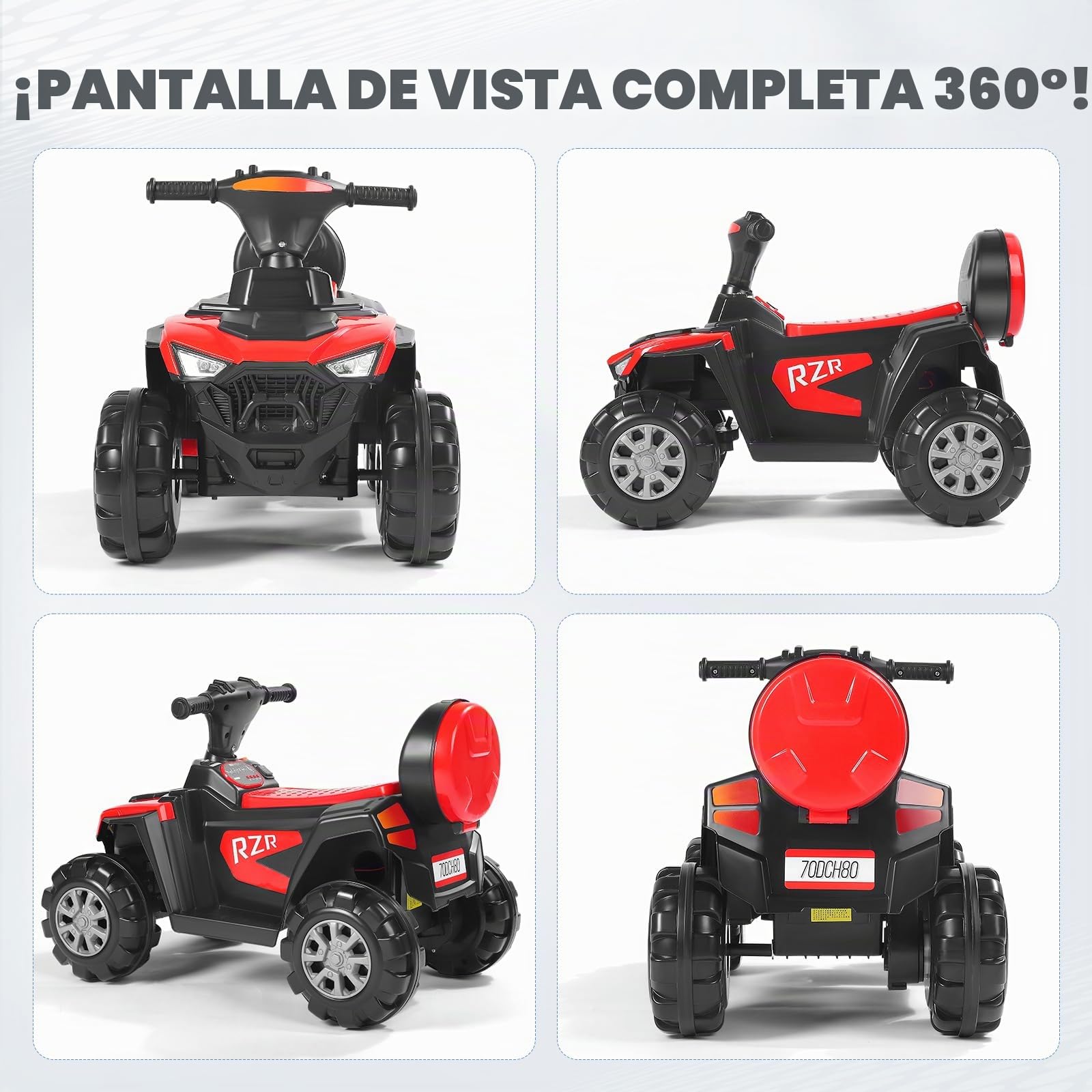 Coche Eléctrico para Niños,Cuatrimoto eléctrica de 12 V para niños con Puerto USB, Motocicleta Infantil con Reproductor de música MP3 y Faros Delanteros, vehículo Infantil (Rojo)