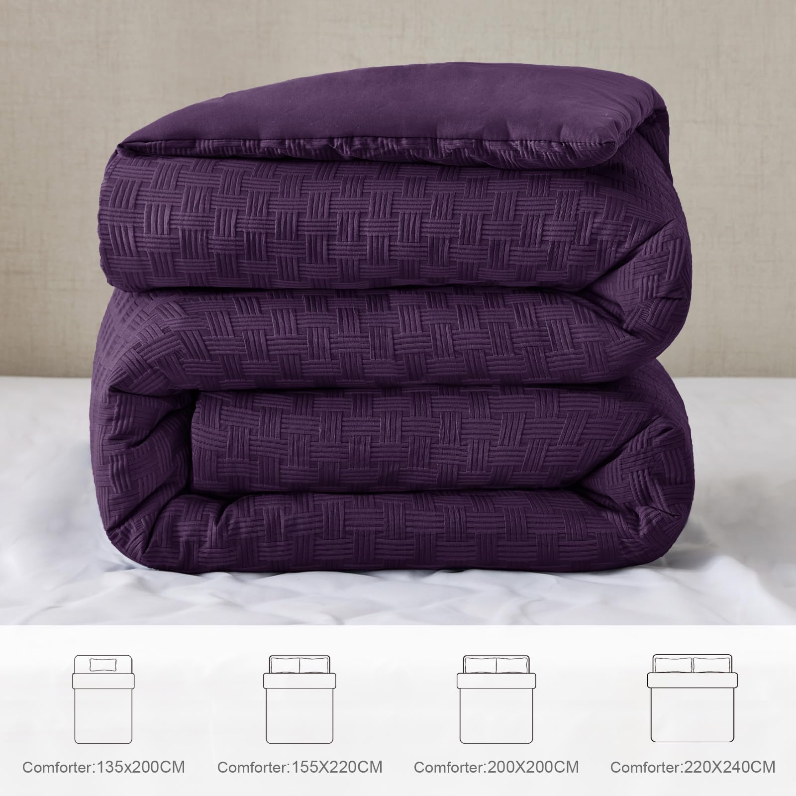 Whale Flotilla Couette 300GSM en Microfibre, 220 x 240 cm | Couette Chaude et Douce pour Lit 2 Personnes, Respirante, Confortable pour 4 Saisons, Violet