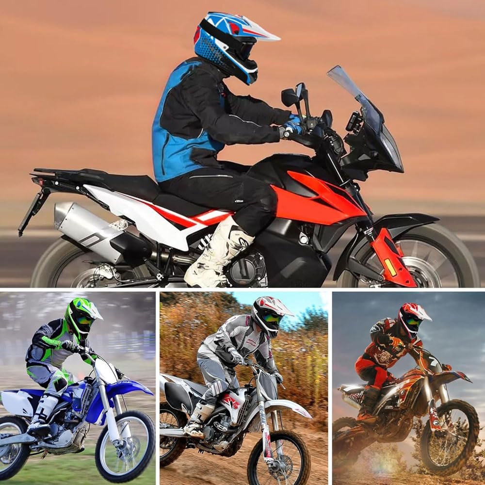 9-14 Ans Unisexe Visage Intégral Casque Motocross, Approuvé par Le Dot, avec Lunettes Gants Masque, Jeunesse Enfants Hors Route Moto Karting Accident Casque
