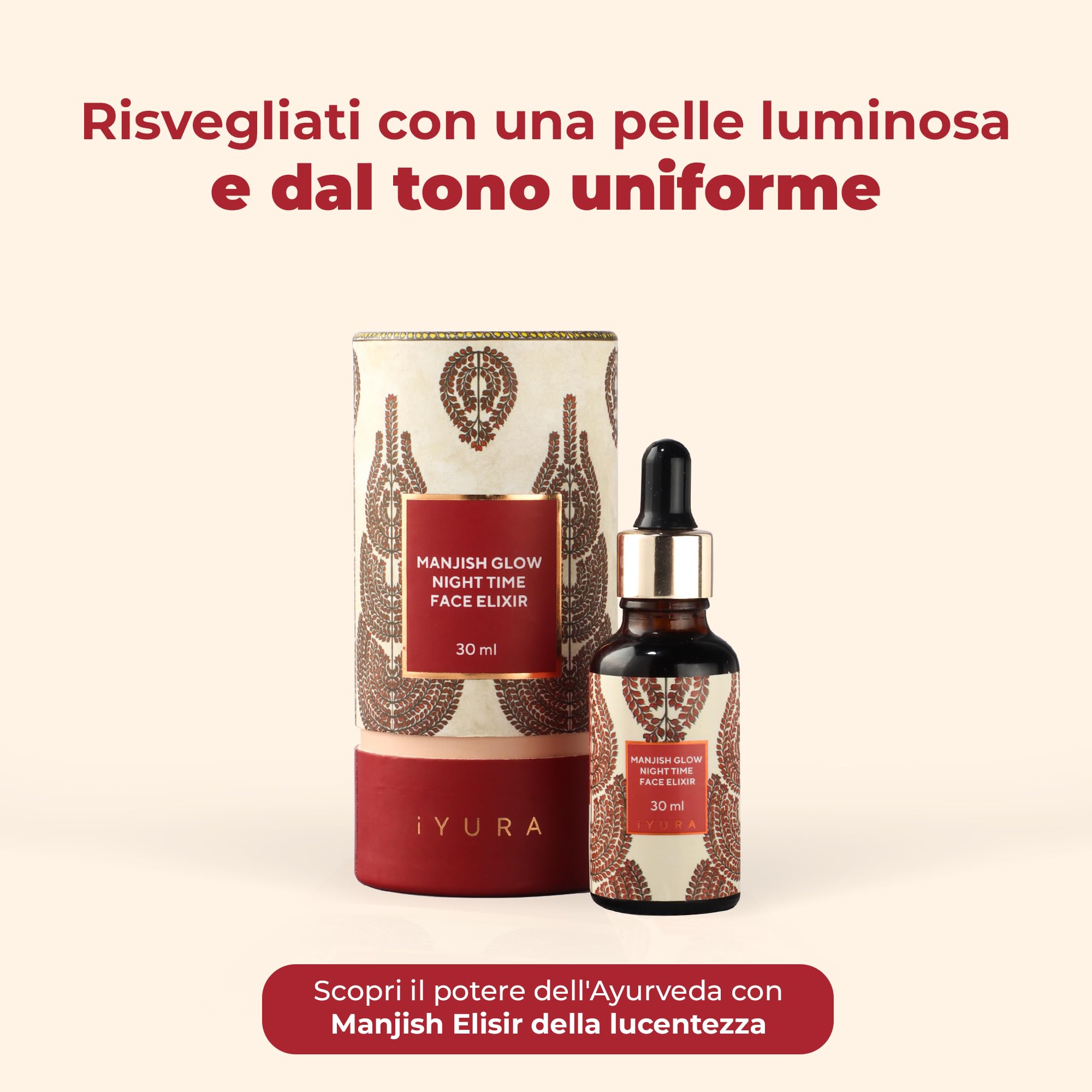 Iyura Manjish Glow Elixir Olio idratante per pelli secche 30ml