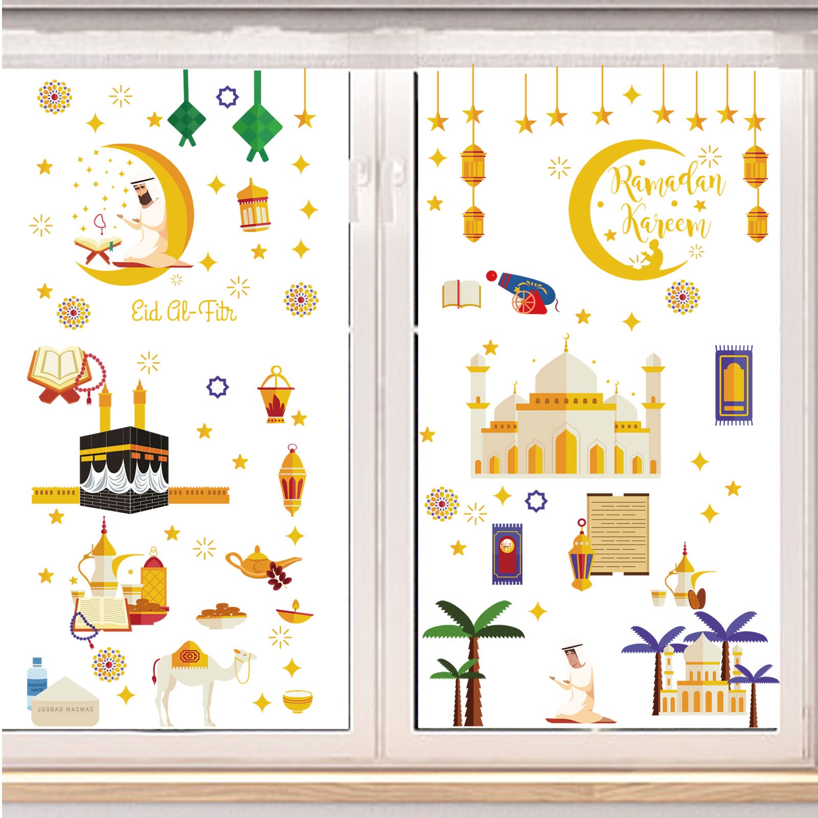 DAOUZL Lanterna del Ramadan, 2pcs Ramadan Decorazione Lanterna, Lampada Decorativa Ramadan, Eid Mubarak Ramadan LED Lantern, Musulman Ramadan Lanterne per Ramadan Decorazione, 13 * 7cm