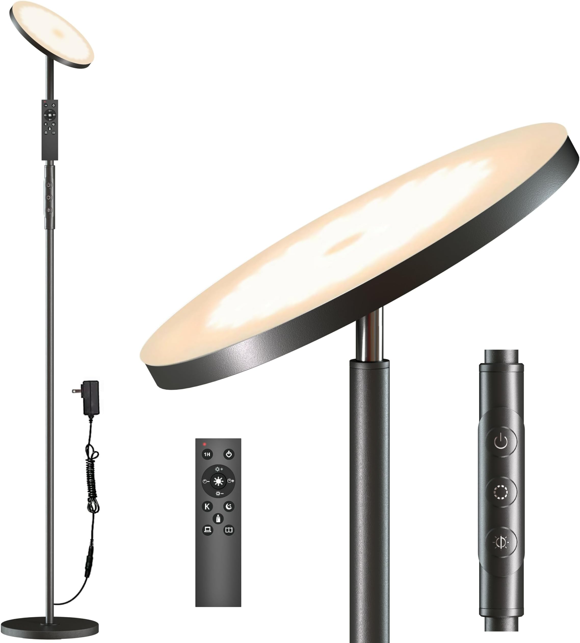 2025 Upgraded Floor Lamp for Living Room, 36W 3600LM Super Bright LED Floor Lamps with Remote Control, 69" Tall Standing Lamp with Stepless Dimmable, Modern Torchiere Corner Lamp for Bedroom Office