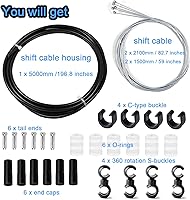 Vista 2 de Kit universal de carcasa de cable de cambio de bicicleta de 16.4 ft con 2 juegos de cambio de bicicleta, cambiador de engranajes de transmisión
