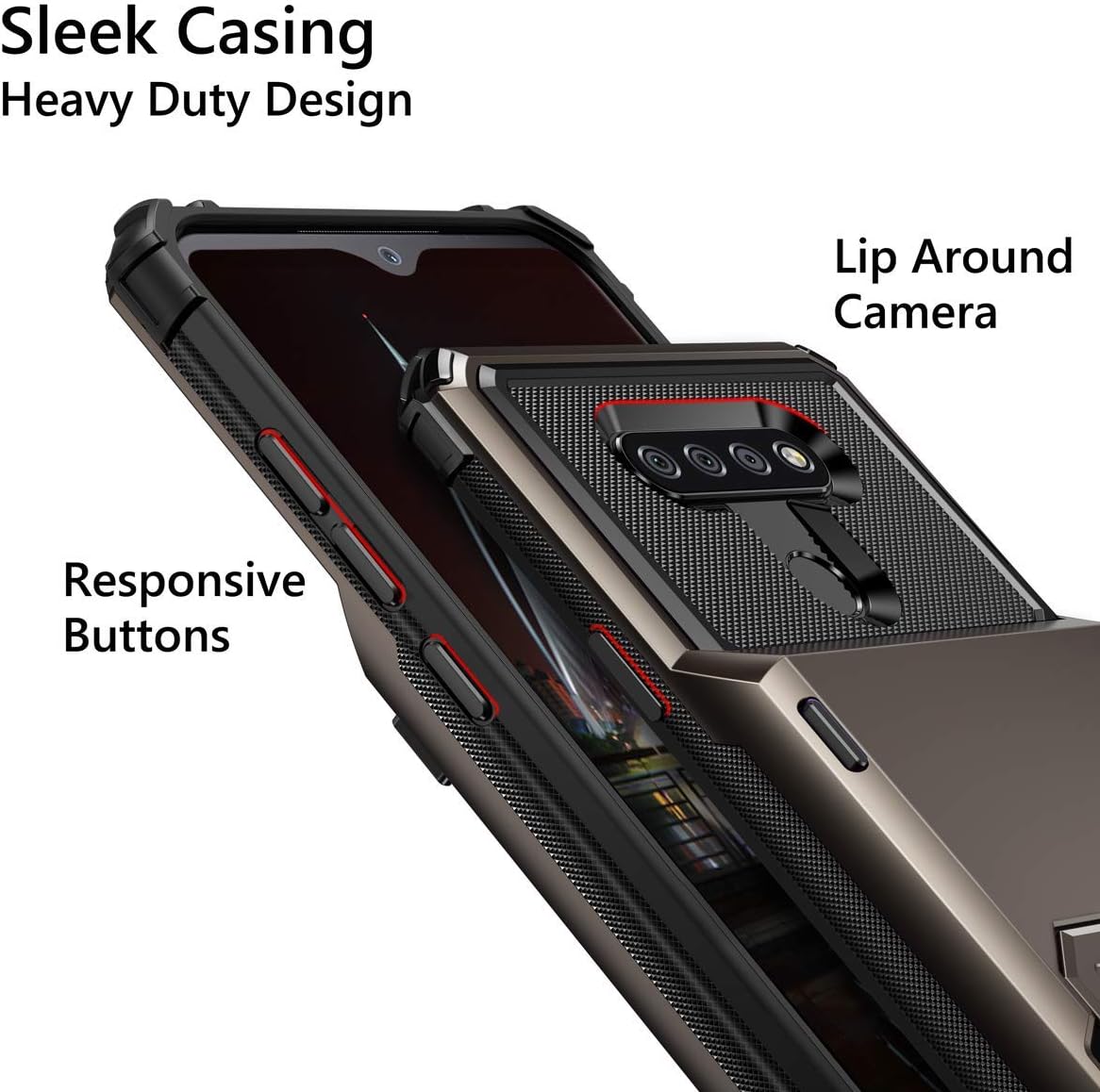 Vofolen Case for LG K51 Case Wallet [4-Card Pocket] Credit Card Holder ID Slot Anti-Scratch Dual Layer Protective Bumper Rubber Armor Non-Slip Hard Shell Cover Case for LG K51 -Gun Metal