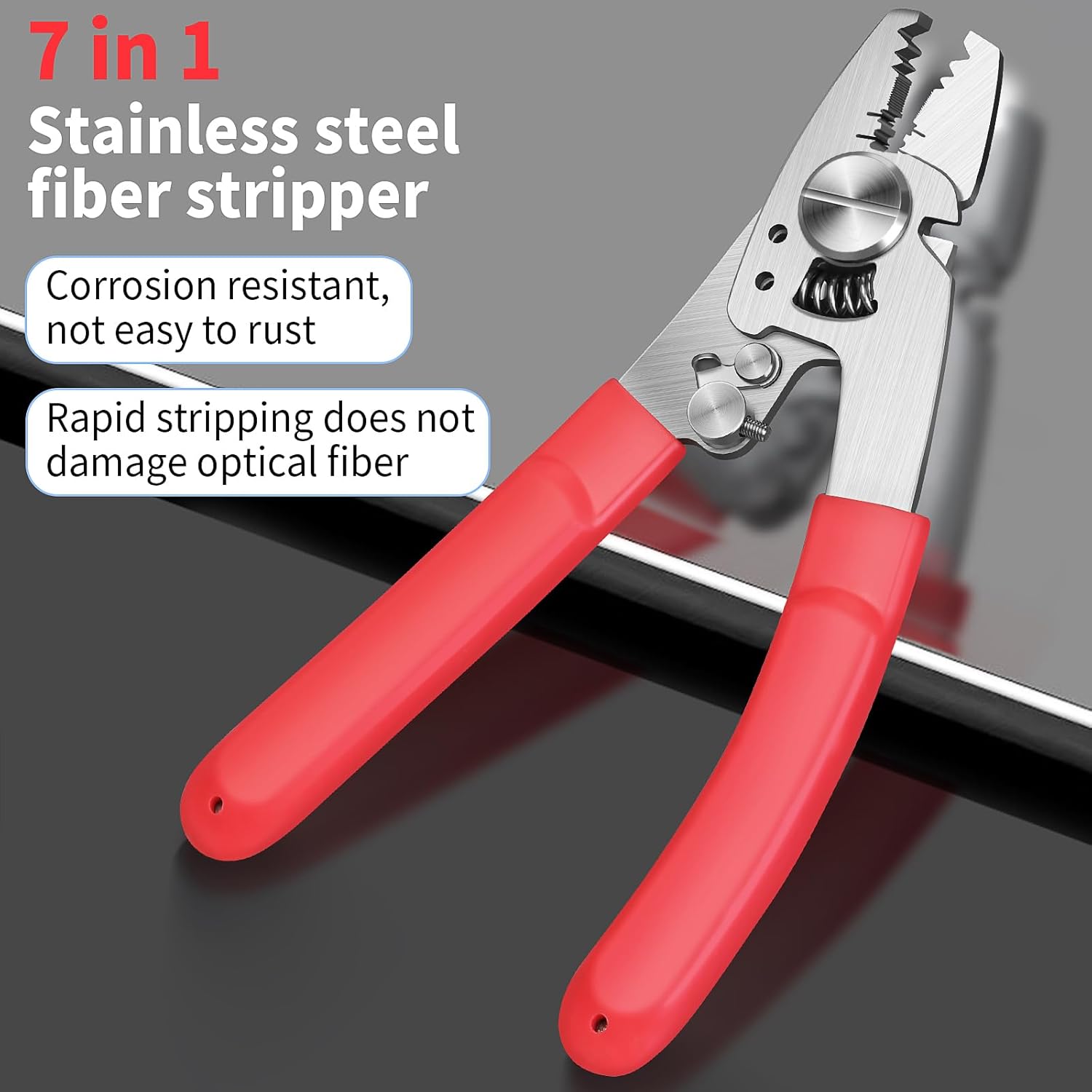 2pack Fiber Stripper, 7-in-1 Multi-function Fiber Optic Stripper Tool, for Wire Stripping & Cutting, Wire Cutters Pliers, Fiber Cable Stripping Tool for engineers, with a fiber optic cleaning clip