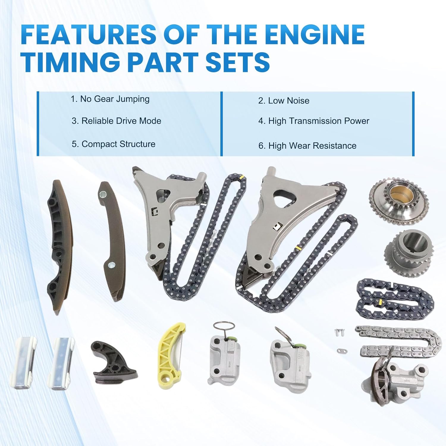 Engine Timing Chain Kit with Camshaft Adjusters fits for Benz E350 GL450 E400 ML350 GLK350 M276 W212 W204 3.0L 3.5L V6 TURBO 2760522116 2760502600 2780500305 After-Market Parts