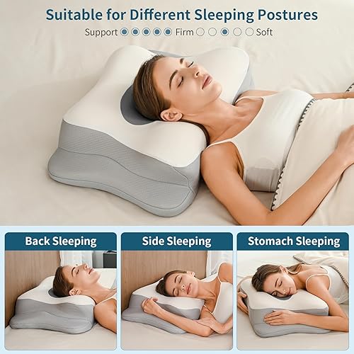 Miniatura 7 de Almohada cervical para el cuello, almohada de contorno para aliviar el dolor de cuello, almohada ortopédica ergonómica para dormir de lado,