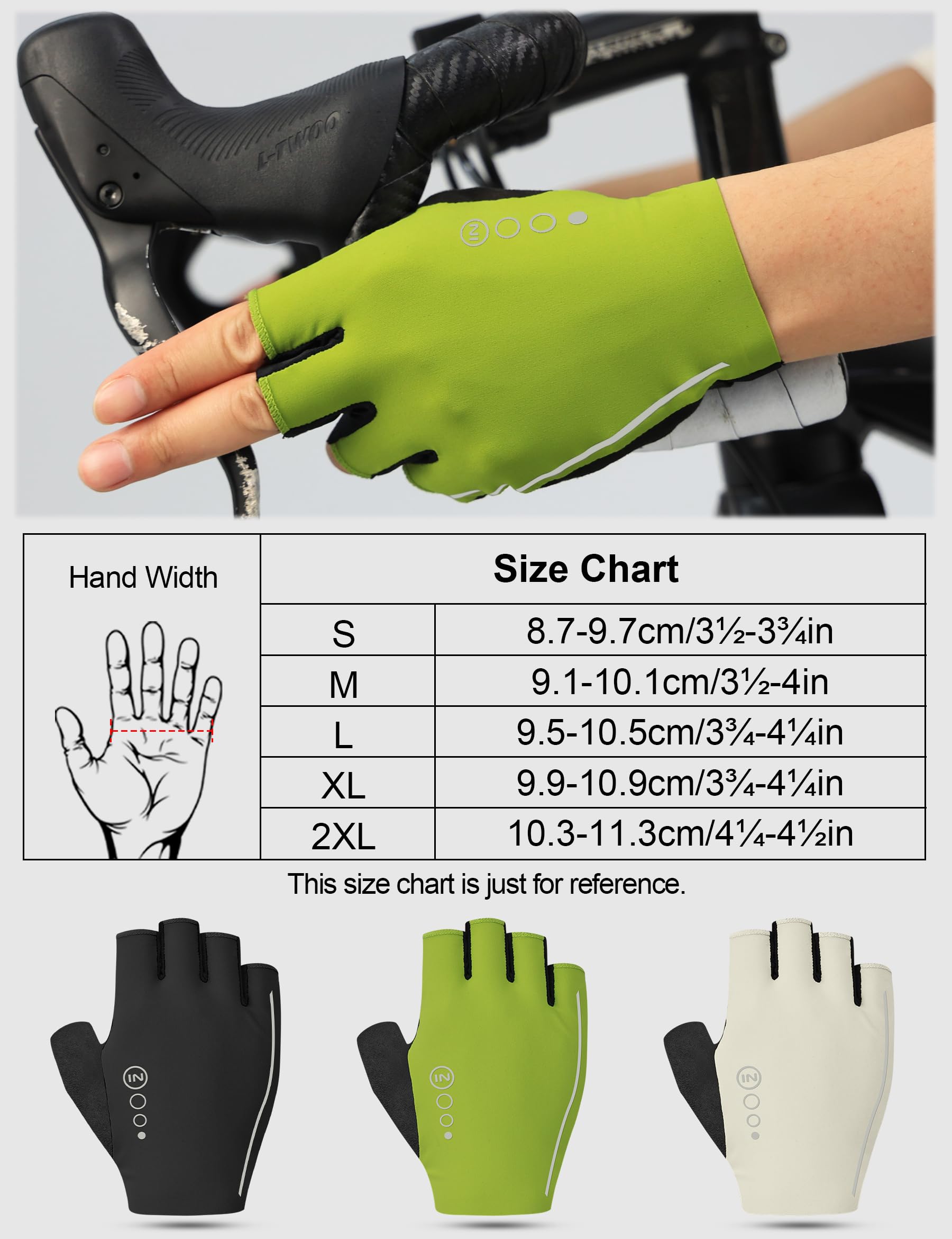 INBIKE Guantes de Ciclismo de los Hombres de Medio Dedo a Prueba de Golpes de Verano elástico Transpirable Reflectante C208