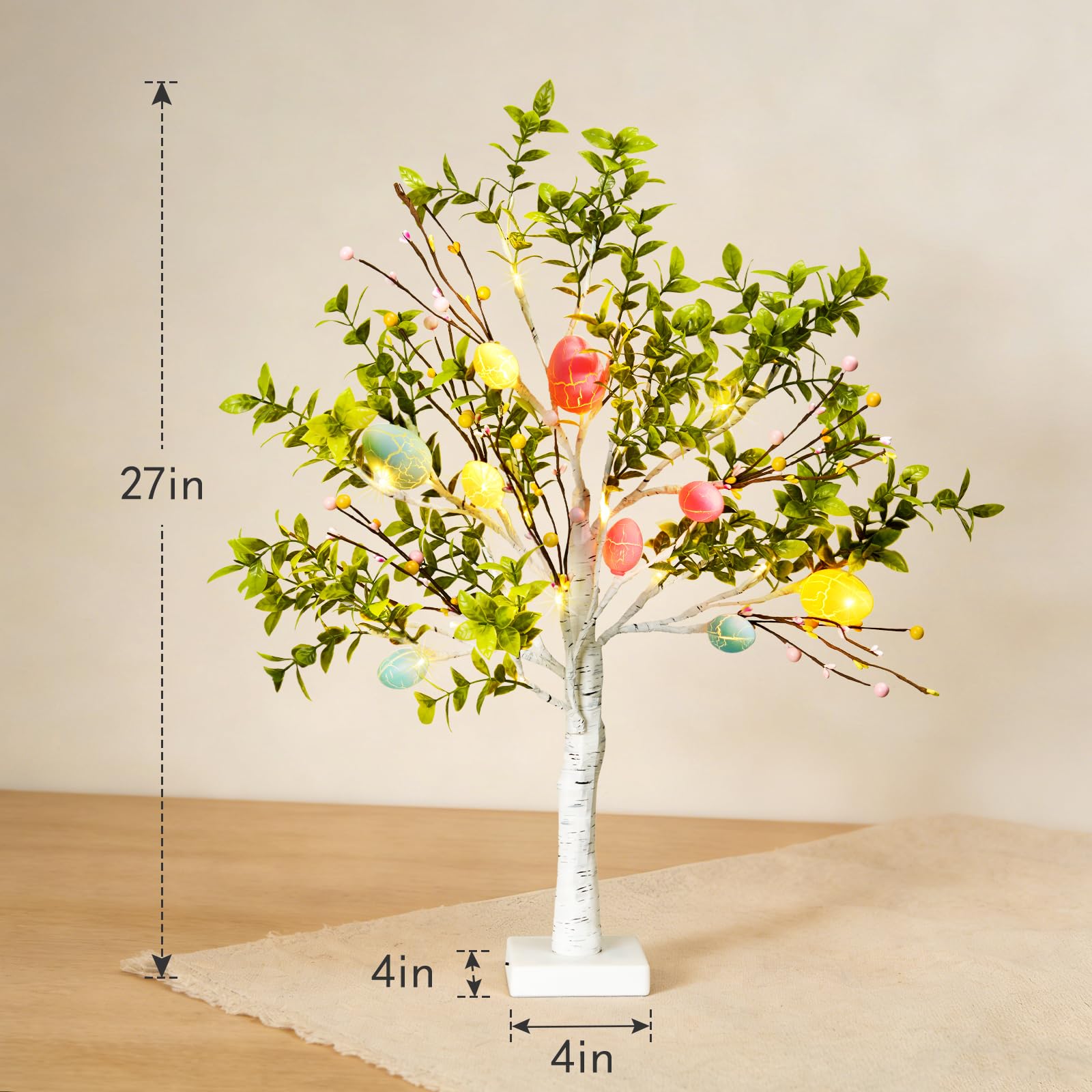 Set di decorazioni pasquali, albero di uova di Pasqua da 68,6 cm con luci a LED, perfetto per decorazioni primaverili e pasquali, può essere utilizzato come albero artificiale illuminato in stile