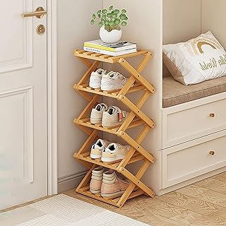 Vertical Narrow Shoe Rack, 5 Tier Portable Foldable Shoe Storage Rack, Freestanding Shoe Rack for Corridors, Bedrooms, Living Rooms, Corners and Small Spaces (5 Tier)