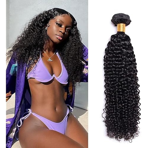 Kinky Curly Bundles Human Hair - Brazilian Kinky Curly Virgin Hair 1 Bundle 28inch 9A Grade 100% Unprocessed Curly Hair Bundles Human Hair Soft Thick Natural black