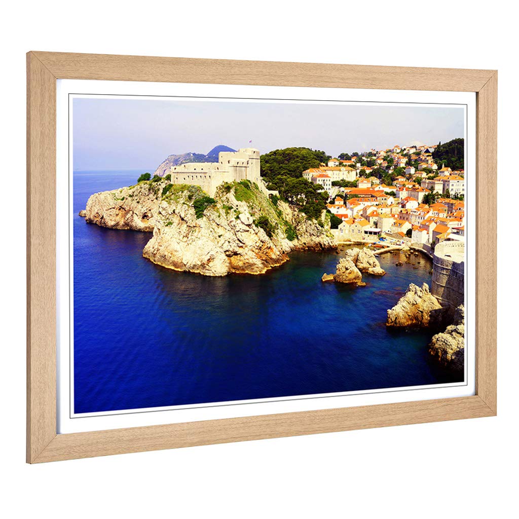 Big Box Art Framed Print of Landscape Coast Dubrovnik Croatia (1) Design | Wall Art Picture | Home Decor for Kitchen, Living Room, Bedroom, Hallway, Oak, A2 / 24.5x18 Inch / 62x45cm