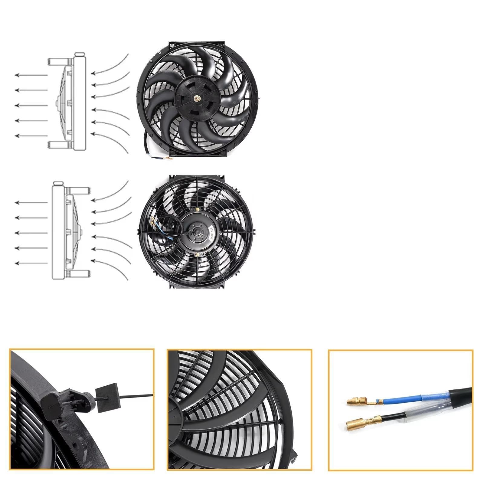 Voiture Ventilateur Radiateur Universel 10 Pouces 12V 80W