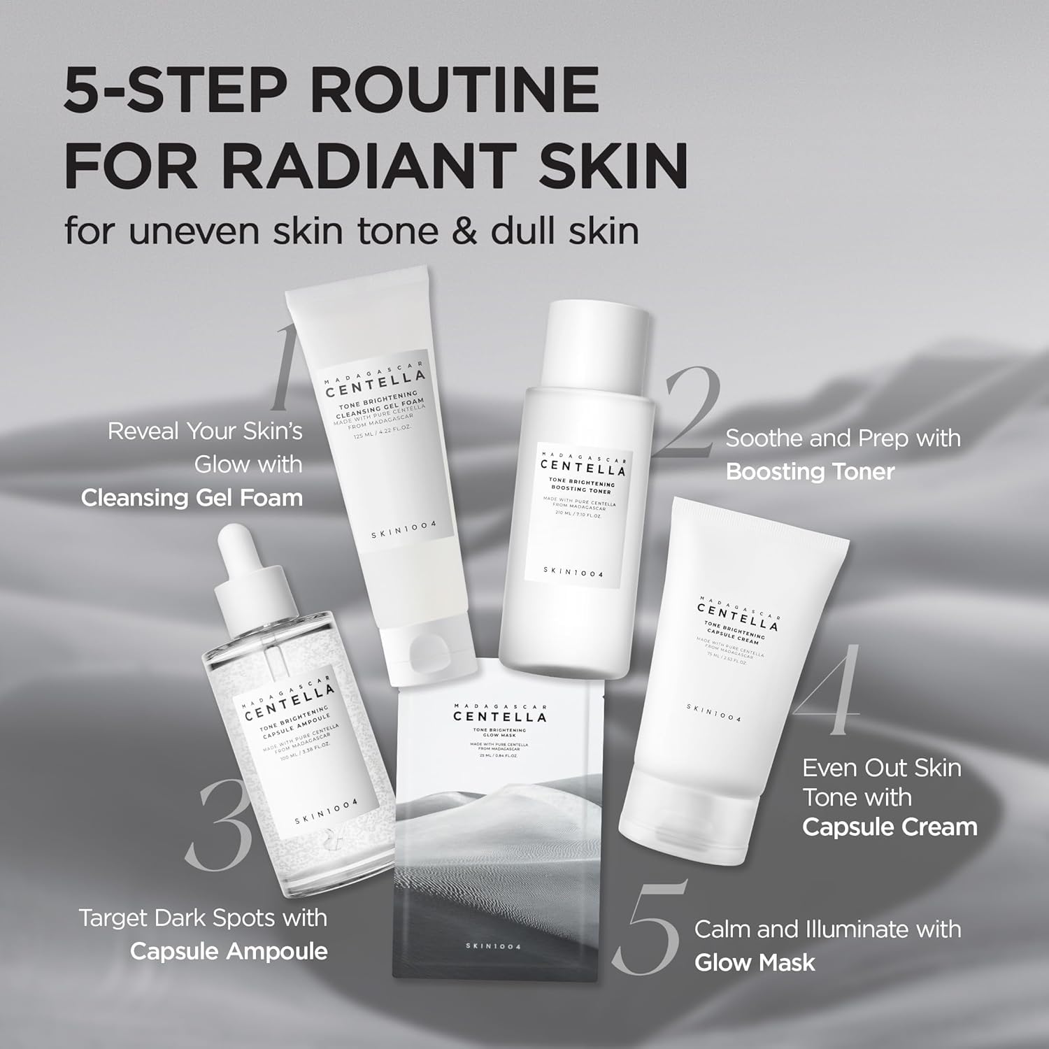 SKIN1004 Madagascar Centella Tone rozjaśniający ampoule – koreańskie serum z niacynamidem do delikatnej i skutecznej korekcji ciemnych plam, 30 ml (30 ml)