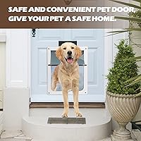 Vista 7 de Puerta corredera interior con solapa para perros, 2 maneras de bloqueo para mascotas, puerta de cristal con solapa transparente