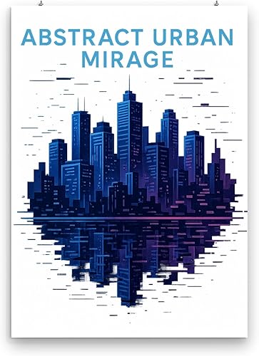 Miniatura 3 de Abstract Urban Mirage - Living Room Art - 13x19 Poster Print - Retro Neonwave Design