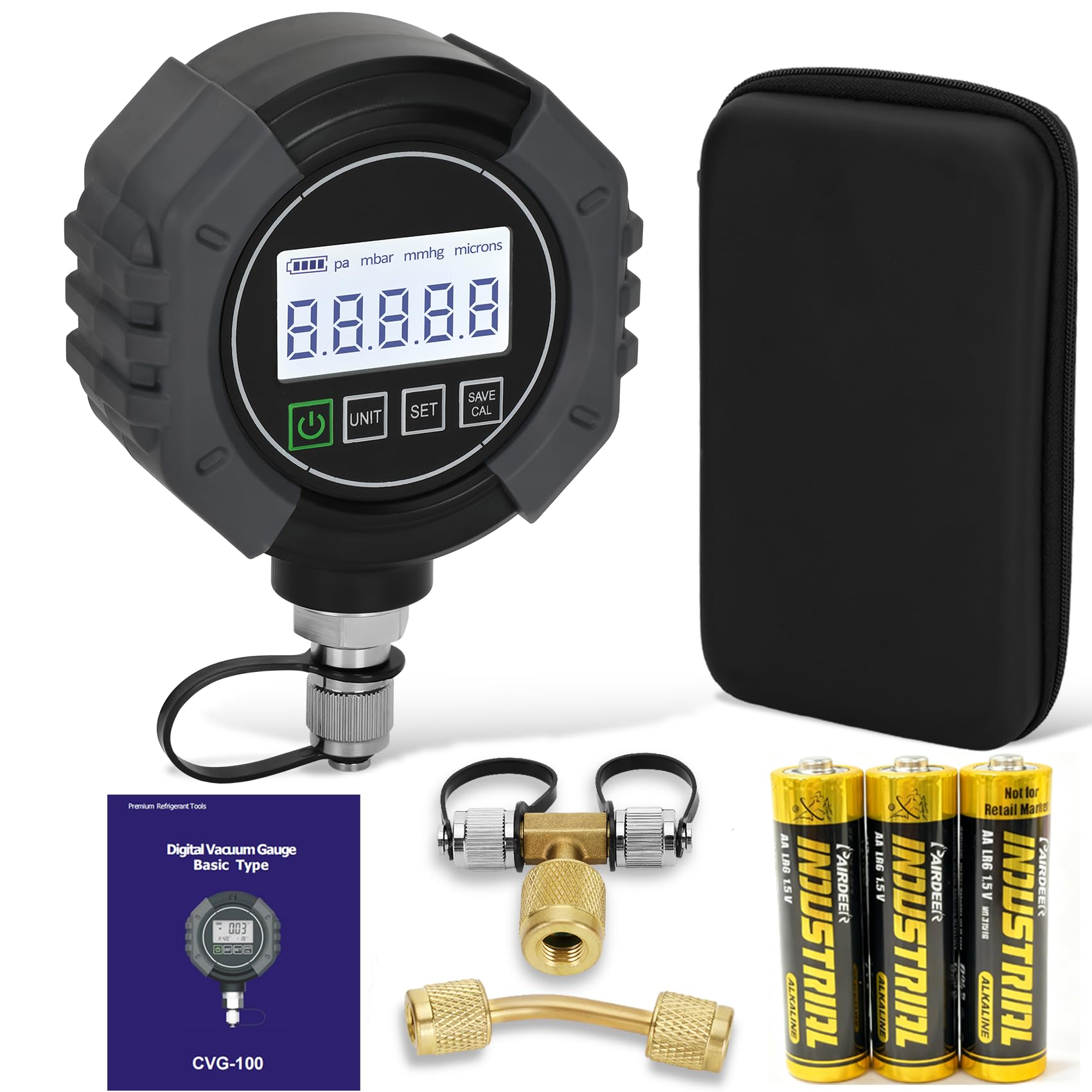 Photo 1 of Pro Digital Vacuum Gauge, HVAC Pressure Tester with Alarm? HVAC Micron Gauge 0-75,000 Microns, 7/16-20 UNF, 1/4 inch SAE, Temp Compensation, LCD Backlit Display