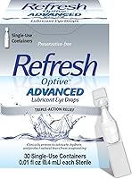 Vista 1 de Refresh Optive Advanced Lubricant Oye Gotas para los ojos secos, sin conservante, 0.01 fl oz contenedores de un solo uso, 30 cuentas