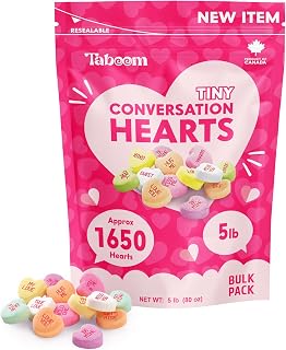 Tiny Conversation Hearts Candy Bulk Pack - 5 lb Hard & Crunchy Valentine's Candy Heart Shapes in Resealable Bag for Buffets, Candy Exchange, Snacks & Treats