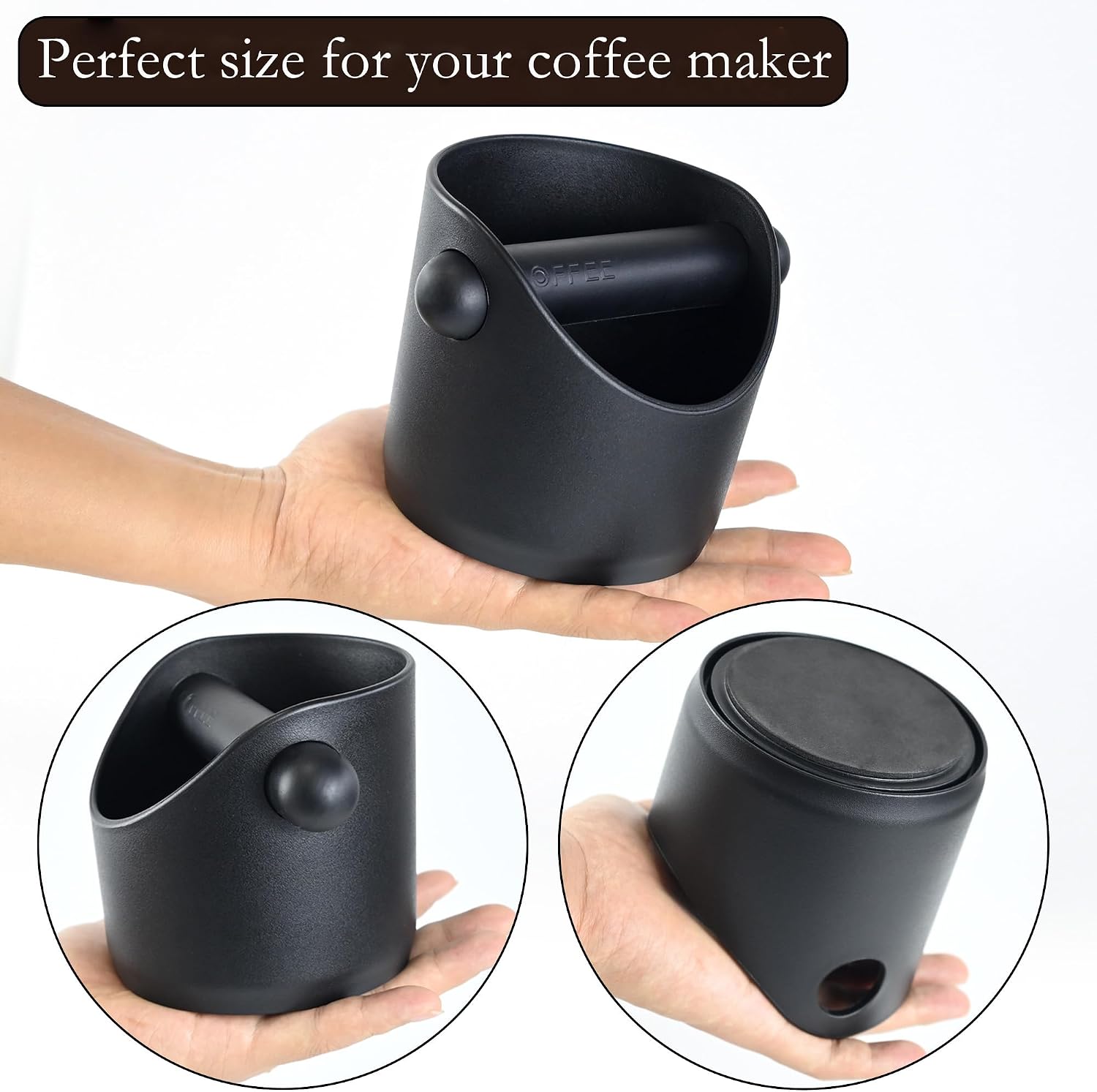 Espresso Compact Knock Box (4x4), Shock Absorbent Knock Box Non-Slip Base & Removable Rubber Knock Bar Coffee Puck Box, Durable Espresso Dump Bin for Home/Office, Dishwasher Safe