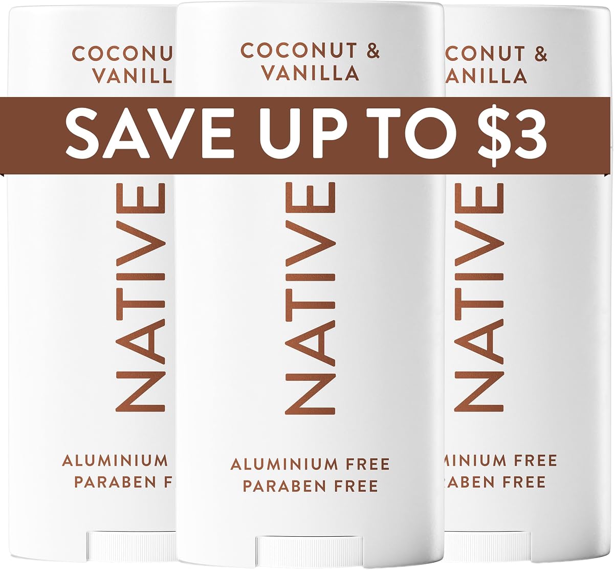 Deodorant Contains Naturally Derived Ingredients, 72 Hour Odor Control | Deodorant for Women and Men, Aluminum Free with Baking Soda, Coconut Oil and Shea Butter | Coconut & Vanilla, 3-Pack