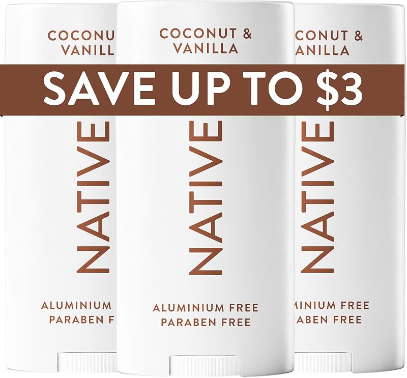 Deodorant Contains Naturally Derived Ingredients, 72 Hour Odor Control | Deodorant for Women and Men, Aluminum Free with Baking Soda, Coconut Oil and Shea Butter | Coconut & Vanilla, 3-Pack