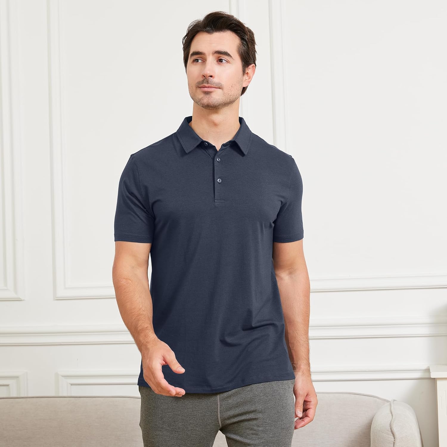 netdraw Mens Ultra Soft Bamboo Viscose Polo Lightweight Cooling Short Sleeve Casual Collared Golf Shirt