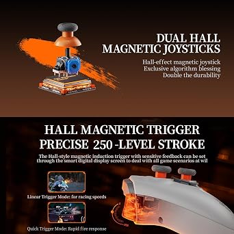 Black Shark BIGBIG WON Aether PC Controllers, LCD Smart Screen, Hall Joysticks&Triggers, 1000Hz Polling Rate, 12-bit ADC, Wireless Controller for Switch/PC/Android/iOS