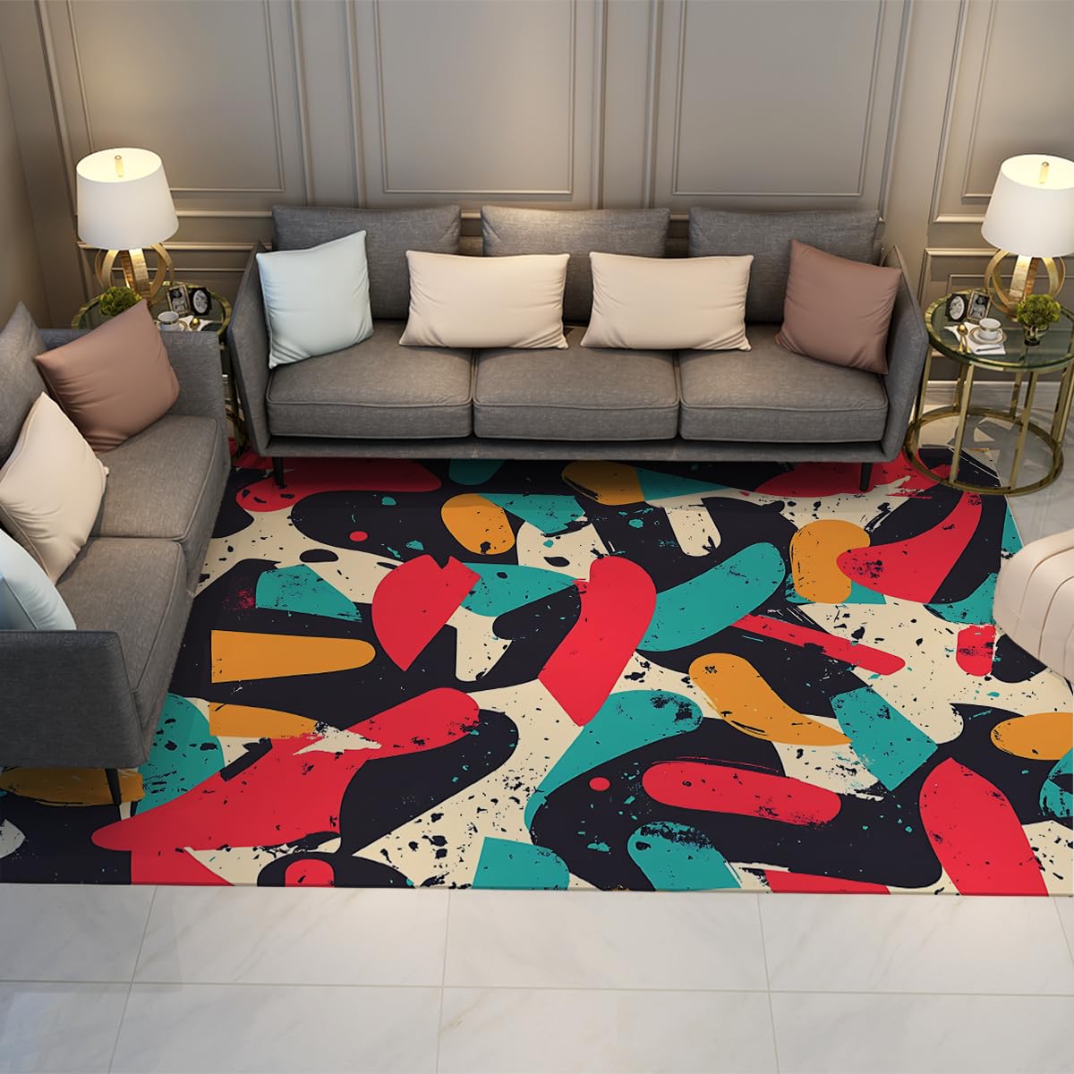 Tapis d'intérieur abstrait pour illuminer le studio ou le salon