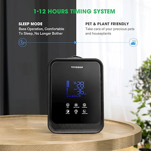 Vista 32 de VIVOSUN Humidificador de niebla fría de 4L con control remoto para dormitorio, plantas, bebé, piel seca