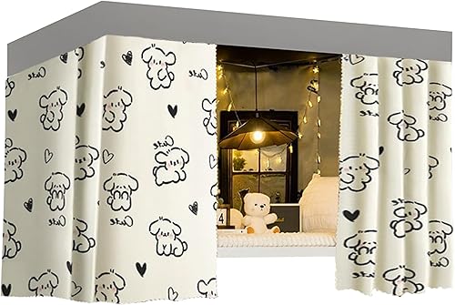 Vista 14 de Linda cortina de litera inferior para dormitorio de estudiantes, tela opaca mosquiteras, ropa de cama, tienda de campaña, toldo para cama