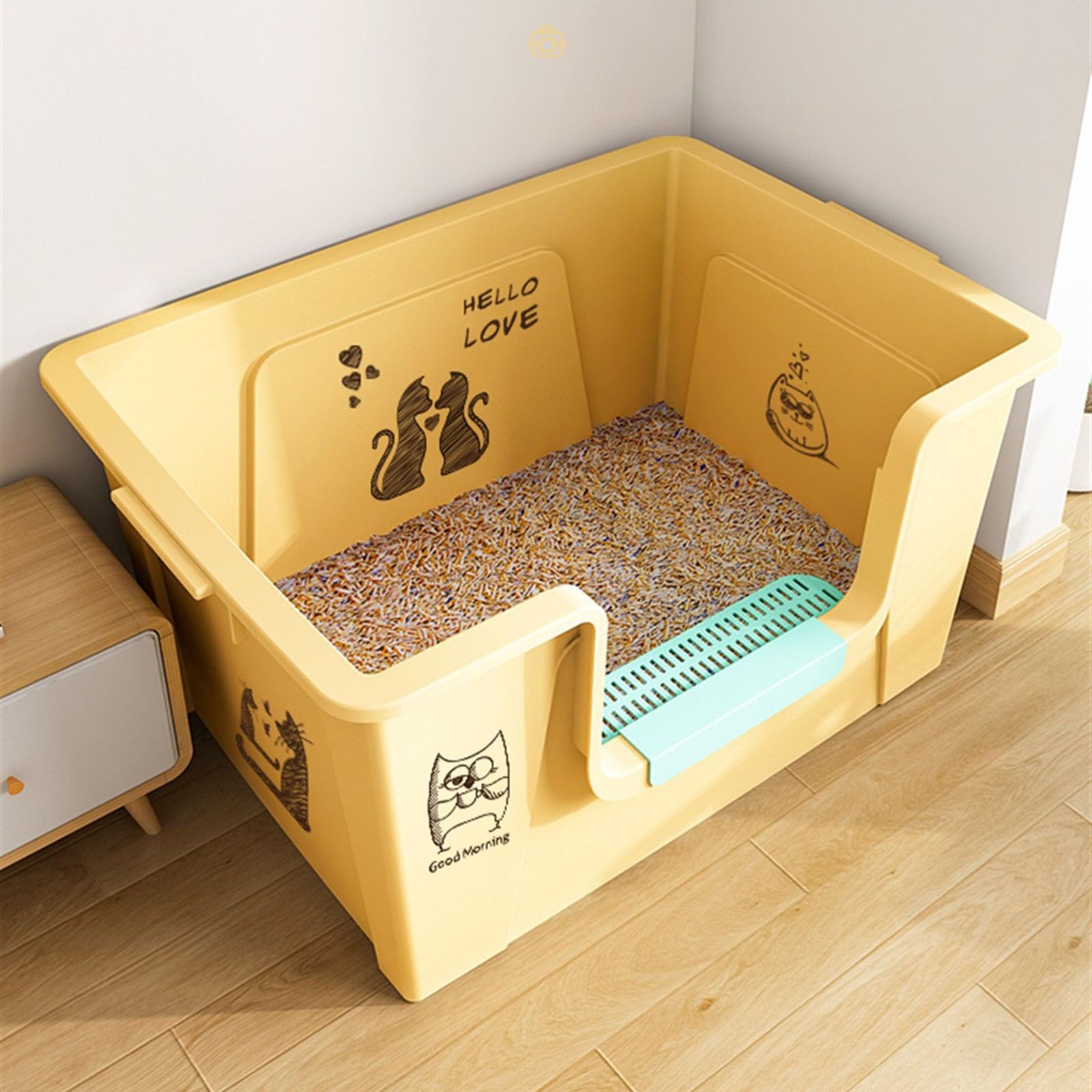 Lettiera per Gatti Lettiera extra large, lettiera con bordo alto, lettiera anti-schizzi for gatti, lettiera for più gatti, lettiera jumbo for gatti grandi e più gatti Toilette per Gatti(Bianco)