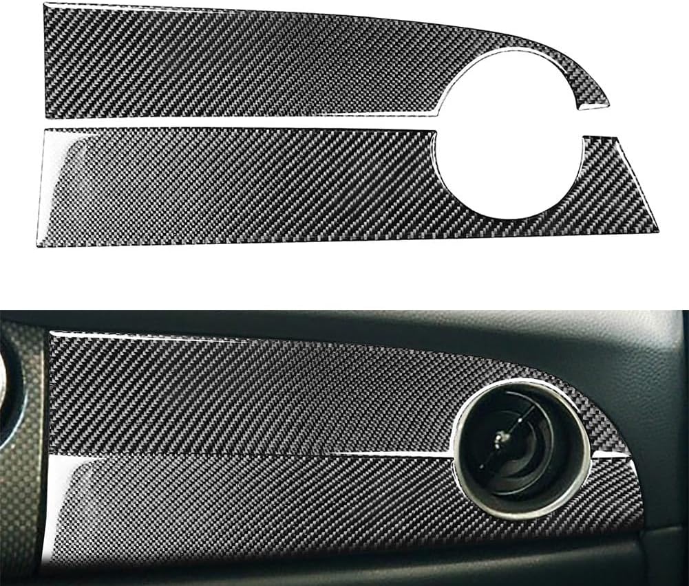 Chcury1 black Co-Pilot Dashboard Panel Outlet Stiker Carbon Fiber Side Vent Frame Cover Trim For BMW For MINI COOPER R50 R53 2005-2006
