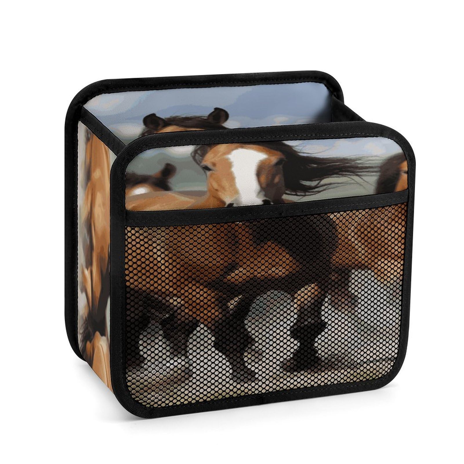 Btcowzrv Style Horses Car Seat Back Organizer, Pu Leather Hanging Backseat Car Organizer With Elastic Mesh Pocket, Storage Bag For Most Vehicles