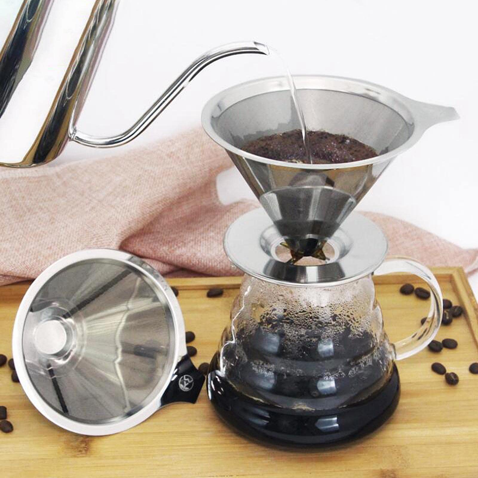rockible Kaffeefilter Papierloses Kaffeefiltersieb Edelstahl Pour Over Kaffeebrüher Teesieb Feines Kaffeezubehör Und Rostfrei für