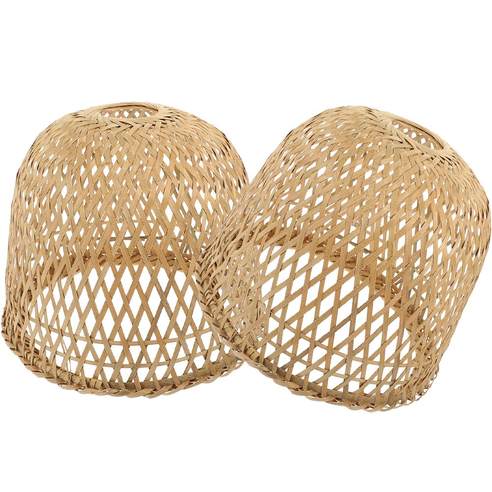 Kichvoe 2 Pezzi Paralume In Bambù Intrecciato Paralume Per Lampadario In Rattan Sostituzione In Vimini Copertura Rustica Per Lampada A Sospensione Per Sala Da Pranzo Arredamento