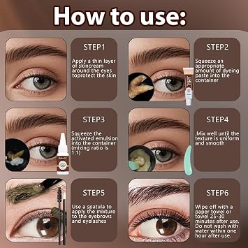Eyelash & Eyebrow Tint Kit, 2-in-1 Lash and Brow Tint, Eyebrow Tint & Eyelash Color, Brown, for Salon and Home Use