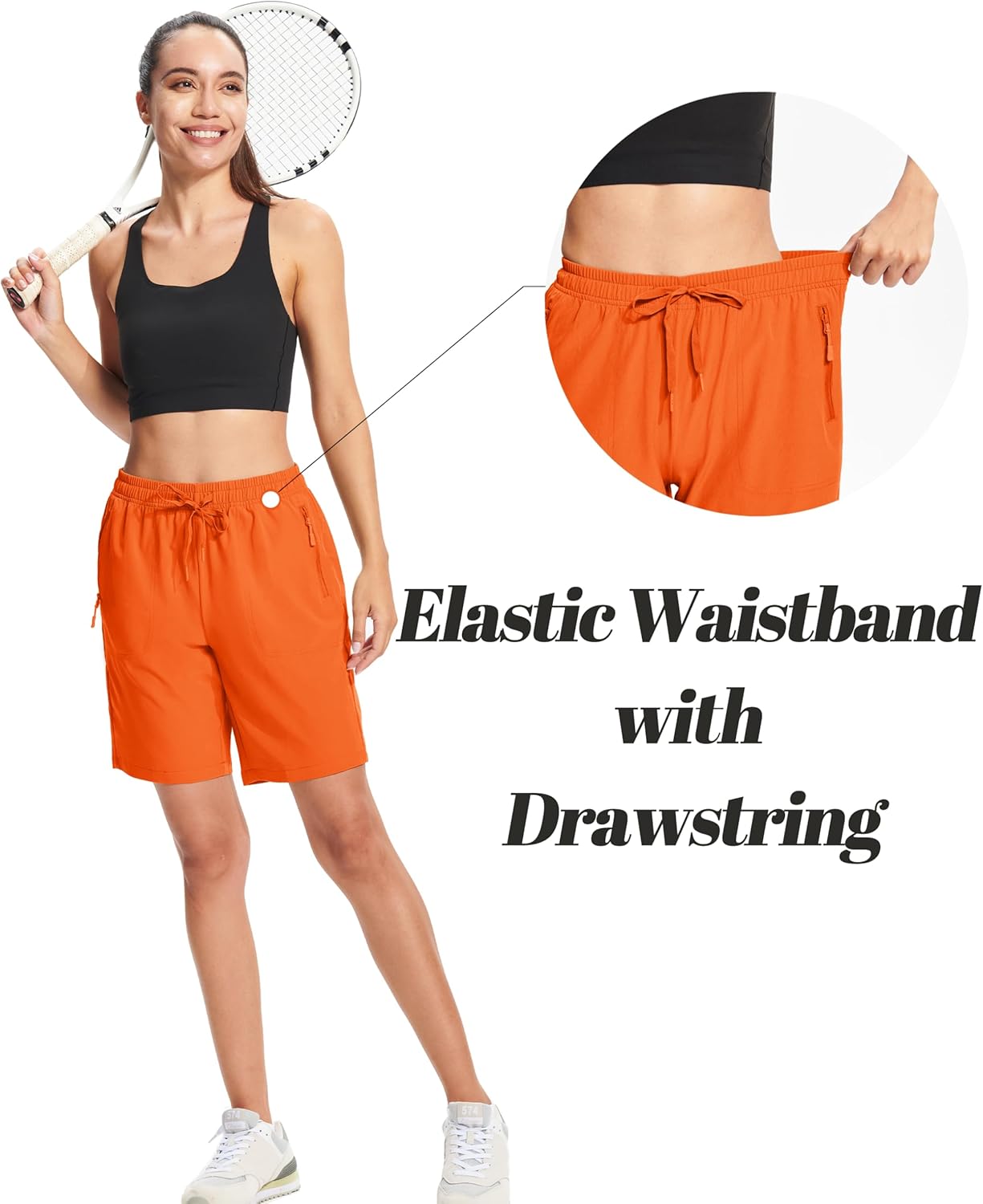 MAGCOMSEN Women's Hiking Shorts Lightweight Quick Dry 8" Golf Shorts Water Resistant with 3 Zipper Pockets - Image 5