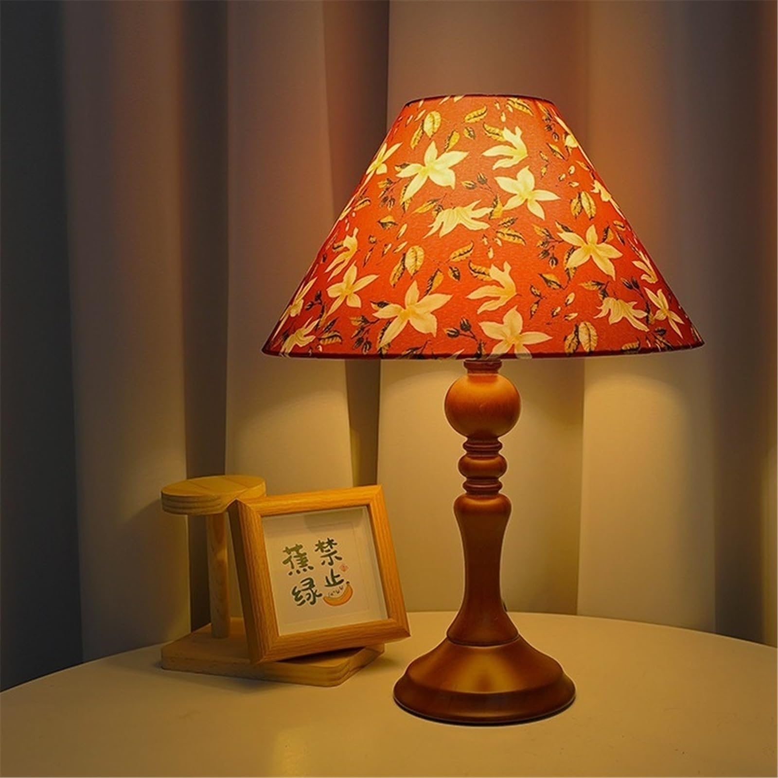 Lampa stołowa Lampa stołowa z drewna w stylu vintage do sypialni i na stoliki nocne