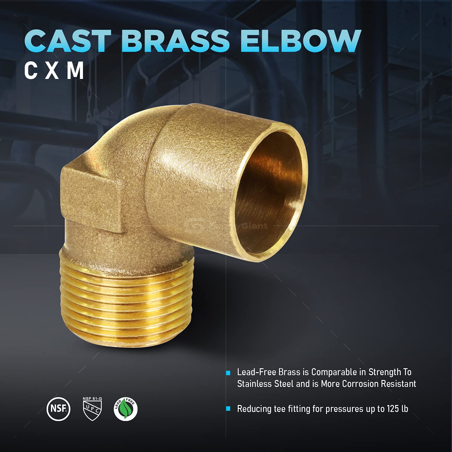 Everflow Supplies CMNL0012-NL - Codo de latón fundido sin plomo, 90 grados con toma de sudor y conexión macho roscada
