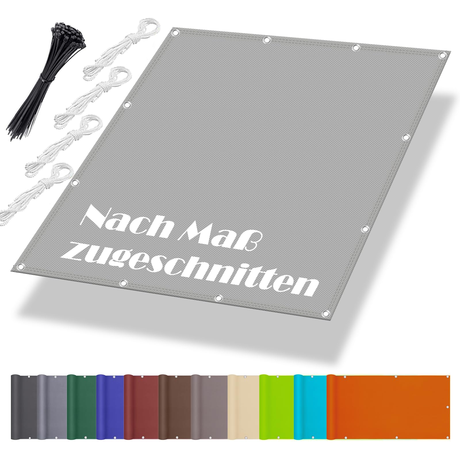 KLGFBDC Waterproof Balcony Sun Sail 3.5 x 4.5 m No Drilling UV Protection Canopy for Garden & Patio Weatherproof Light Grey with Mounting Ropes for Sun Protection